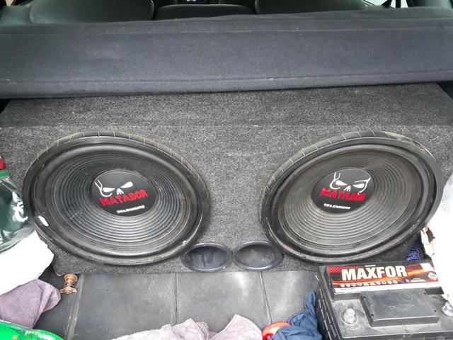 Caixa de som matador selenium duplo 15" + kit corneteira + 2 modulos