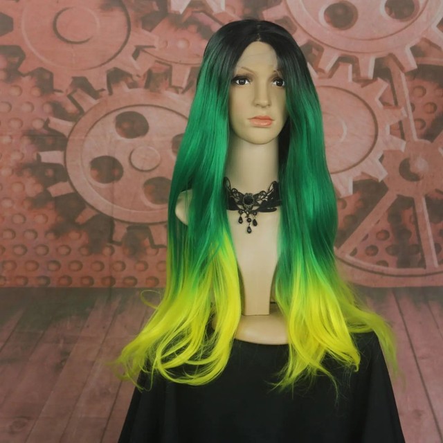 Peruca Lace Front Verde e Amarela Orgânica  - Foto 5