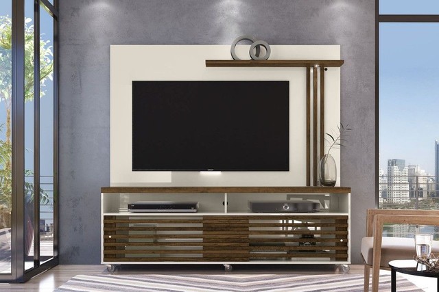 Sala home painel rack bancada t.v 65" - Foto 4
