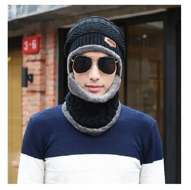 chapéu de malha de lã homens e mulheres, gorros, touca chapéus, cachecol, bonés balaclava - Foto 2