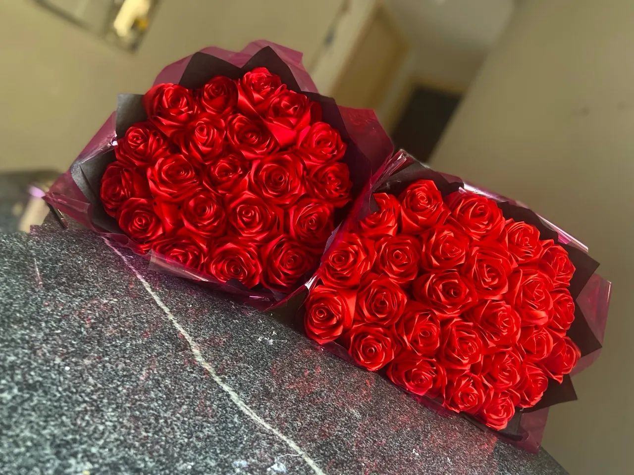 Buquês de rosas de cetim