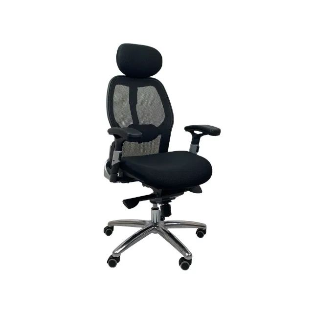 Cadeira de Escritório Comfy Ergomaster Tela Mesh Preta, Braço Ajustável e Relax Avançado