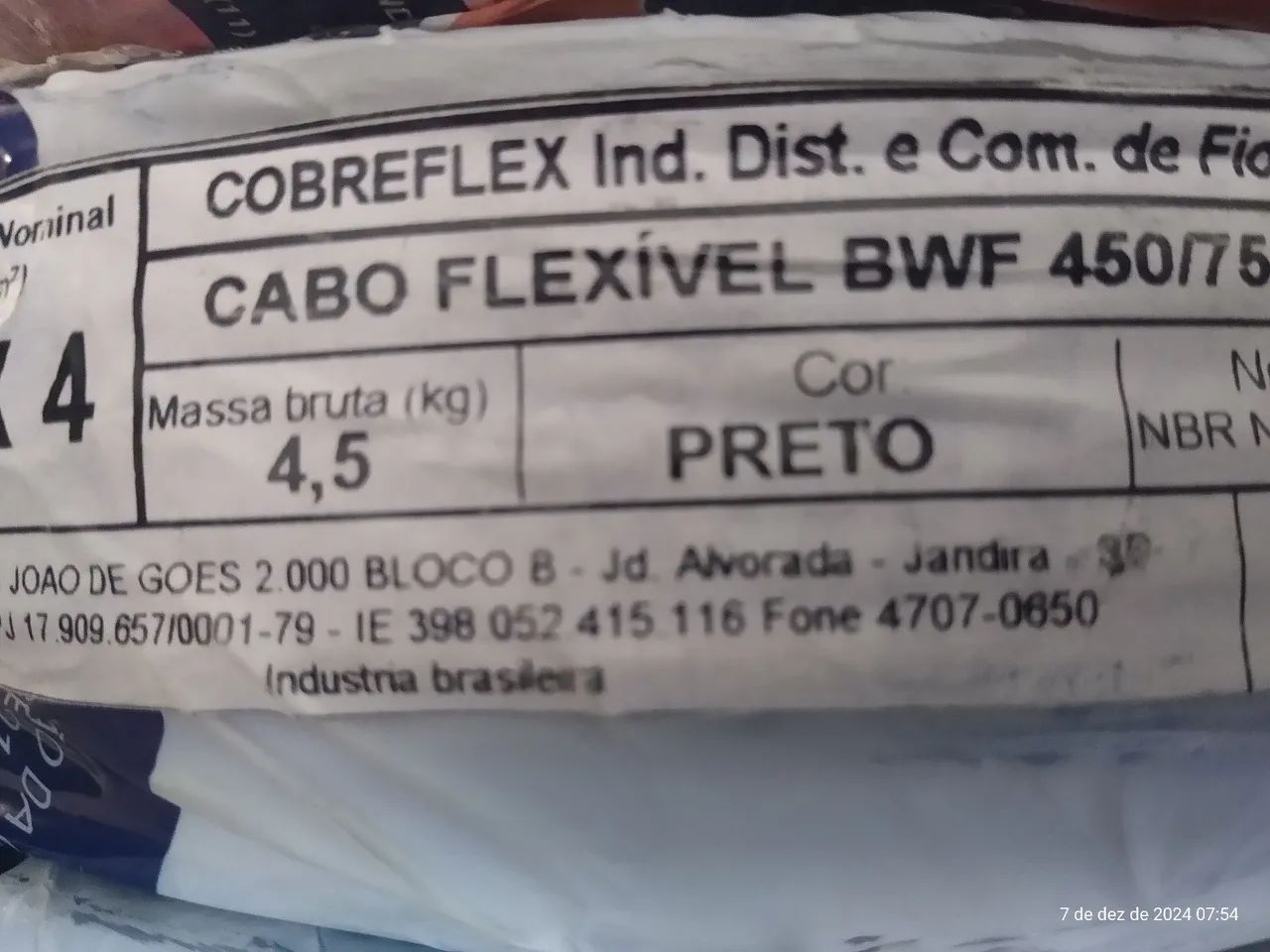 CABO FLEXÍVEL BWF 450/750 V - Foto 4