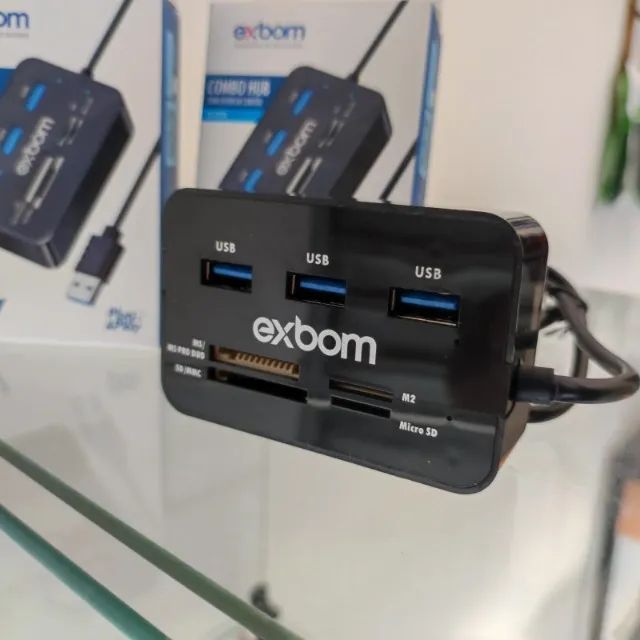 Hub USB com leitor de cartão de memória - Novo