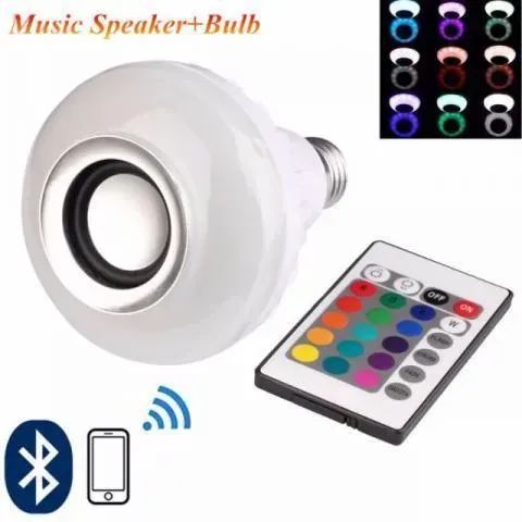 Lâmpada Led Rgb Colorida 6w E 27 Bluetooth Caixa Som 3w