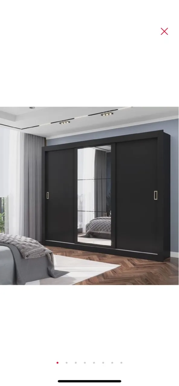 Guarda-Roupa Preto com Espelho - Elegância e Organização