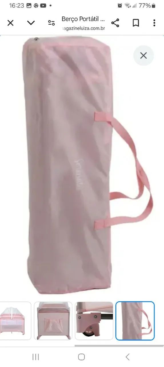 Berço Portátil Rosa para Bebê - Foto 3