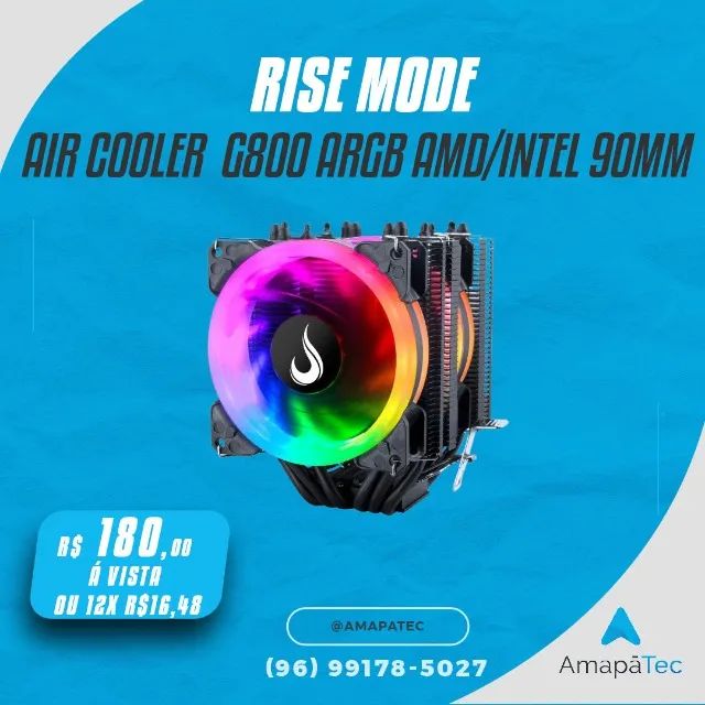 Air Cooler Rise Mode G800 ARGB AMD/Intel 90mm Preto