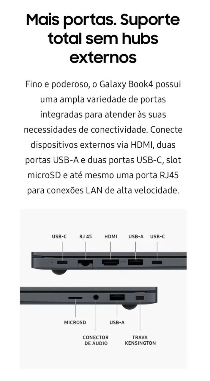 Notebook Samsung Galaxy Book4 | i3-1315U, 8GB RAM, SSD 256GB | Tela 4K 15.6? | Impecável! - Foto 5