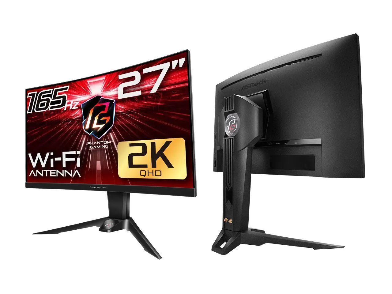MONITOR ASROCK PHANTOM GAMING PG27Q15R2A 27? 2K 165HZ 1MS CURVED + BRAÇO ARTICULADO.