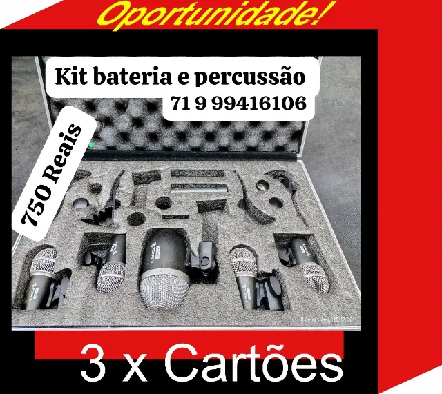 Kit de Microfones percussão e bateria