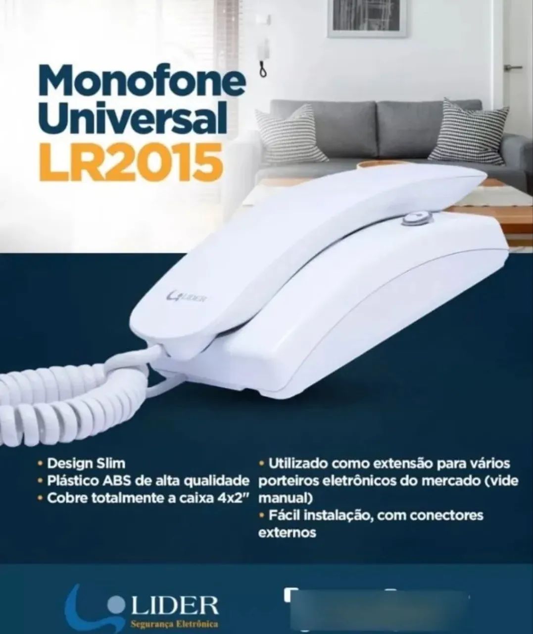 Monofone Universal Lr2015 Branco Para Interfone Lider - Foto 5