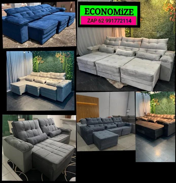 Promoção sofá retrátil e reclinável com 2.90 de LARGURA FRETE GRÁTIS ...