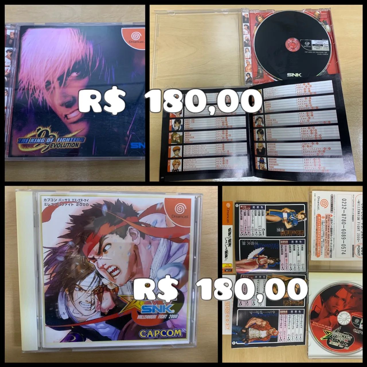 Jogos Dreamcast King of Fighters Evolution e Capcom vs SNK