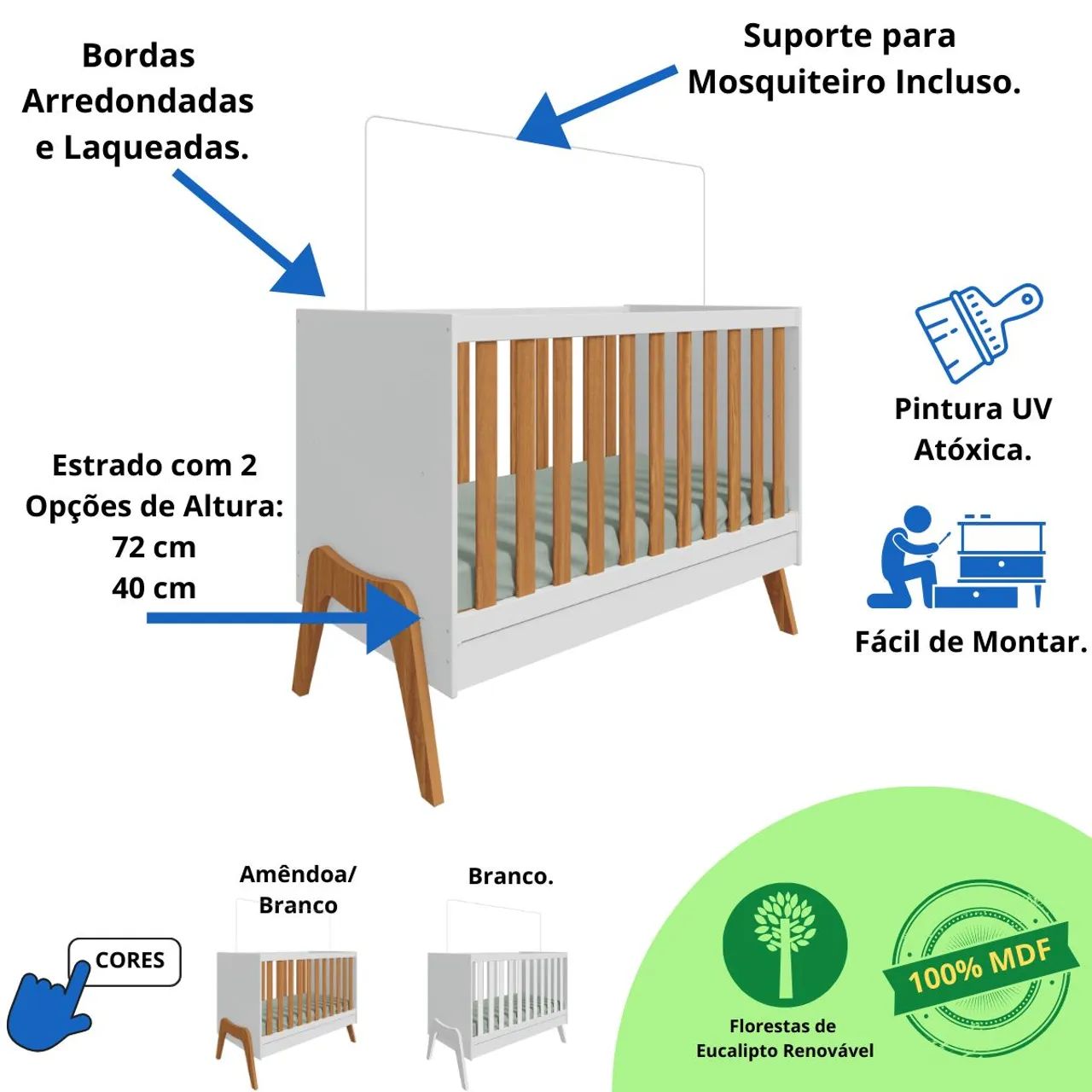 Berço Americano Multifuncional Mini Cama 5 em 1 - Foto 6