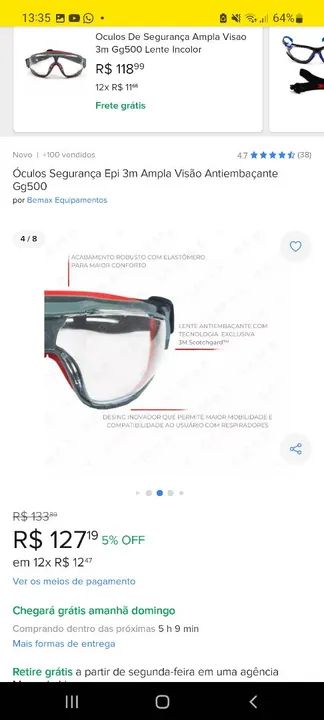 OCULOS DE SEGURANÇA AMPLA VISÃO 3M  - Foto 6