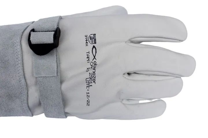 Luva de Couro Vaqueta Punho 15cm Tam 11 Cobertura - Foto 3