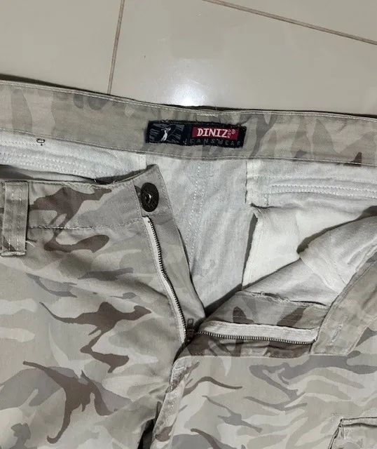 Calça Cargo Camuflada bege Diniz brim original 44  - Foto 2