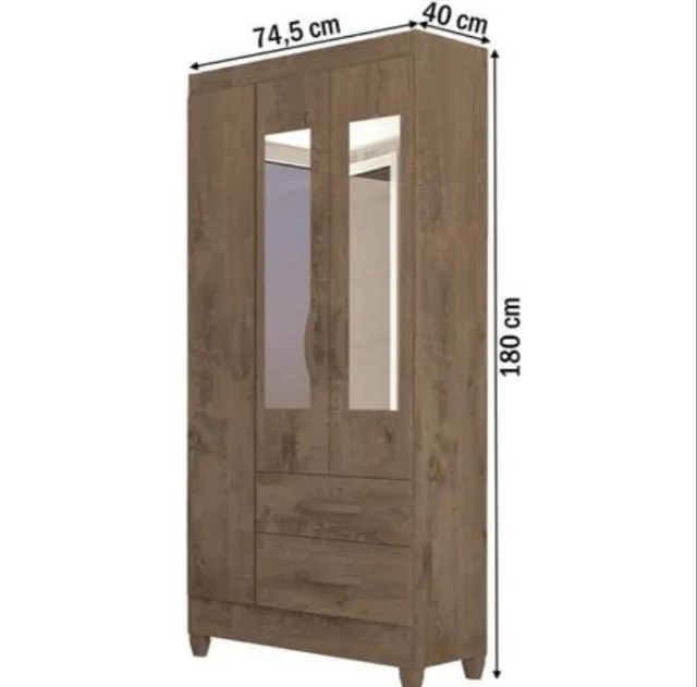 Guarda Roupa 3 Portas 2 Gavetas c/ Espelho Novo entregamos - Foto 3