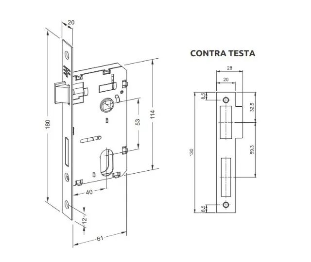 Fechadura de Porta Inox com Maçaneta Taco de Golf - Chave interna Gorje - 3F - Foto 3