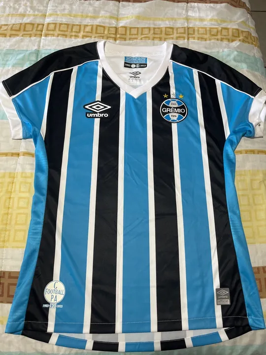 Camiseta oficial Grêmio feminina, tamanho P.