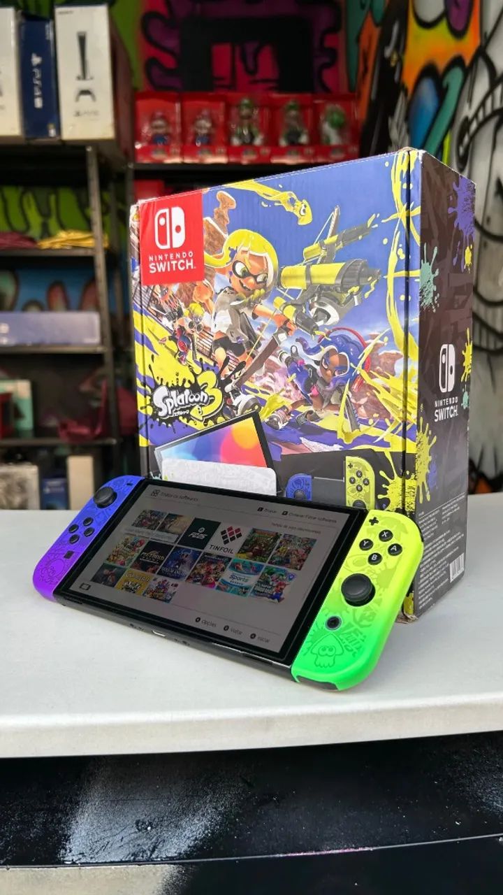Nintendo Switch Edição Splatoon d35bl0qu34d0 256GB - Foto 4