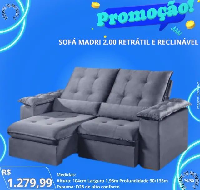Sofá Retrátil Madri 2,00