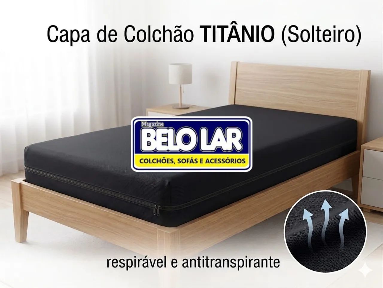 Capa para colchão em malha solteiro cor preta