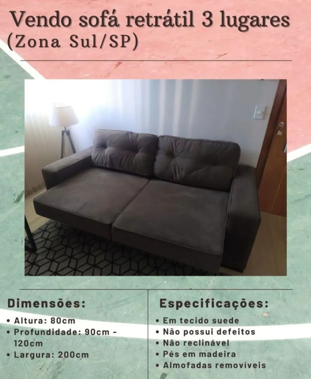 Sofá retrátil 2 lugares - Foto 2