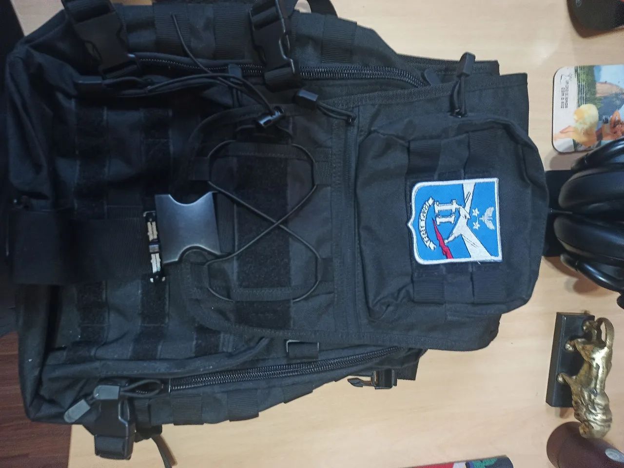 Mochila Tática com patch da Força Aérea RJ lona de nylon militar 900D