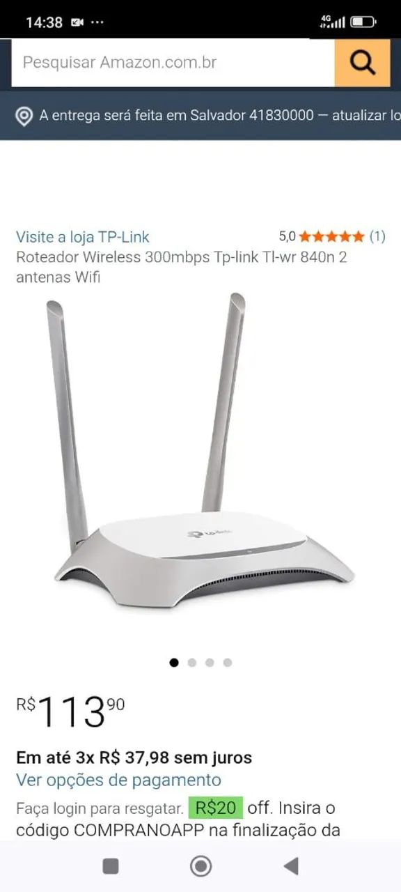 Roteador TP link semi novo