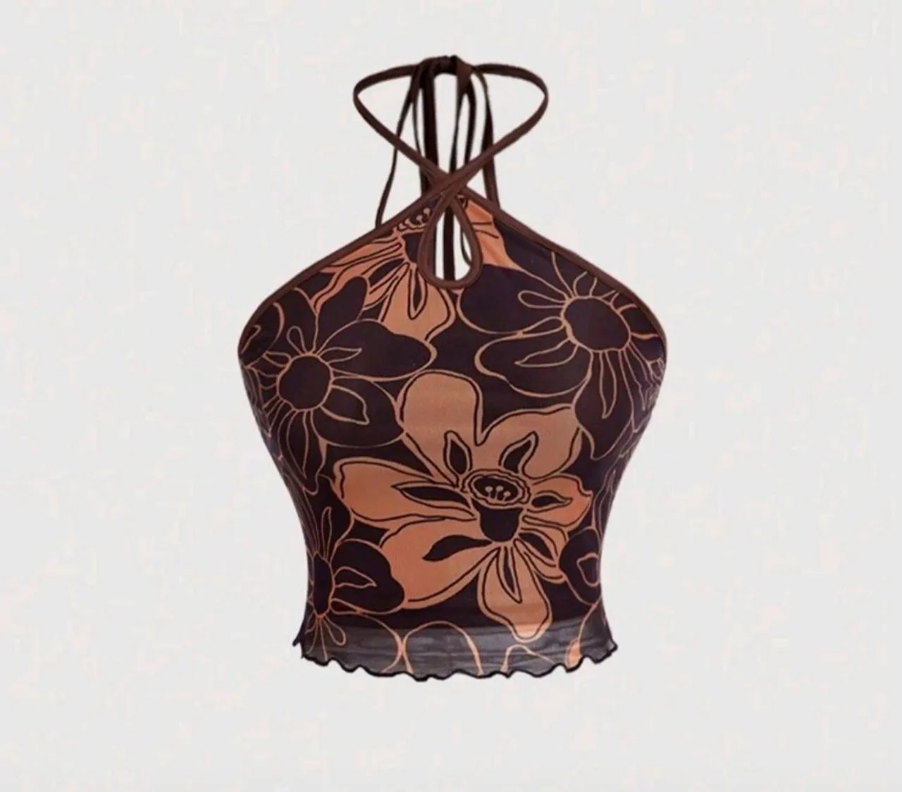 Cropped frente única floral