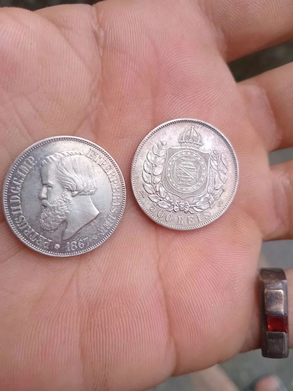 Duas moedas de 500 Reis de 1867 muito bem conservada! - Foto 2