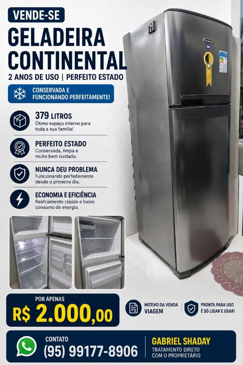 Geladeira Continental 370 Litros