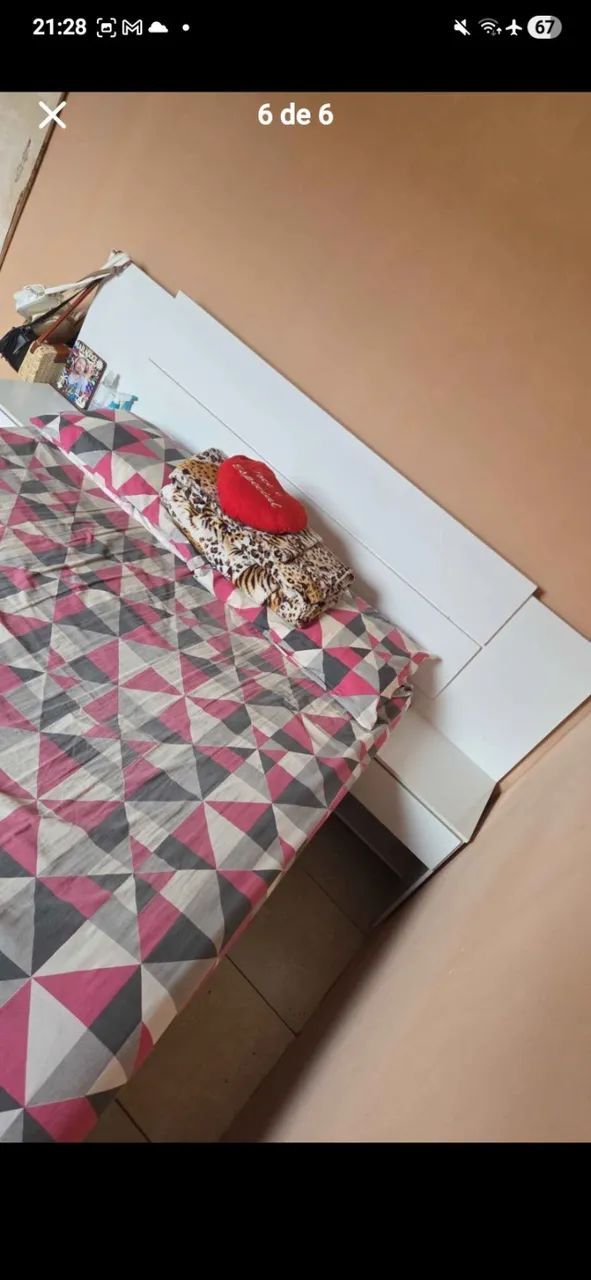 Cabeceira para cama casal com dois criados-mudos - Foto 4