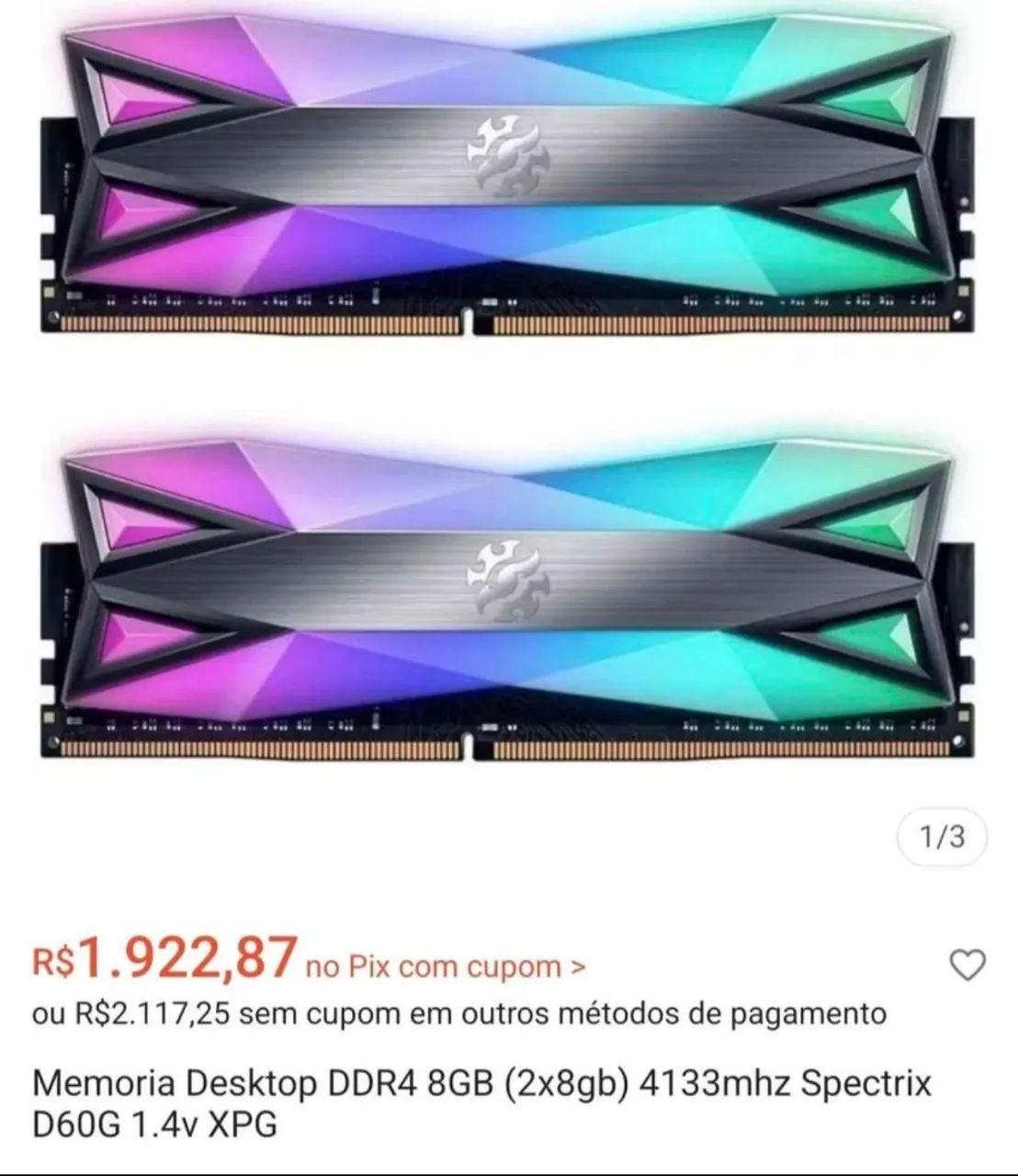 Memória ram 16gb xpg ddr4  - Foto 2