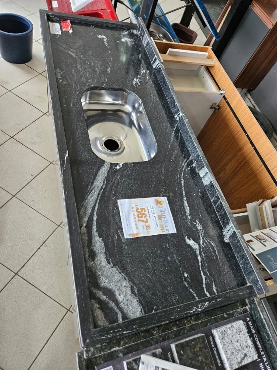 Pia Granito cor Via lactea 1,50cm com cuba inox - Foto 6