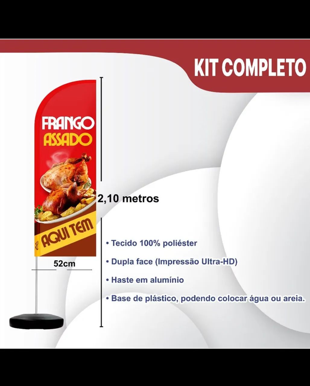 Wind Banner Completo 2,10m Frango Assado M2 - Foto 2