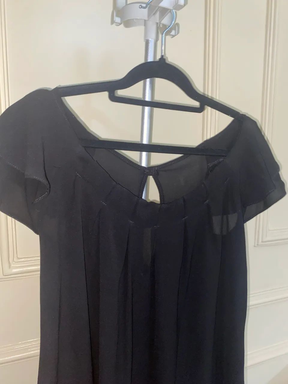 Blusa feminina preta com babados - Foto 2