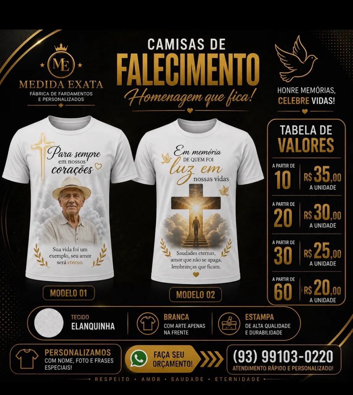CAMISAS DE FALECIMENTO PERSONALIZADAS * - Foto 5