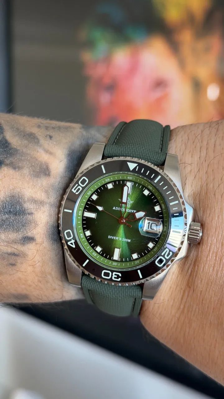 Relógio ADDIESDIVE Diver Verde 200 m Full Set - Foto 3