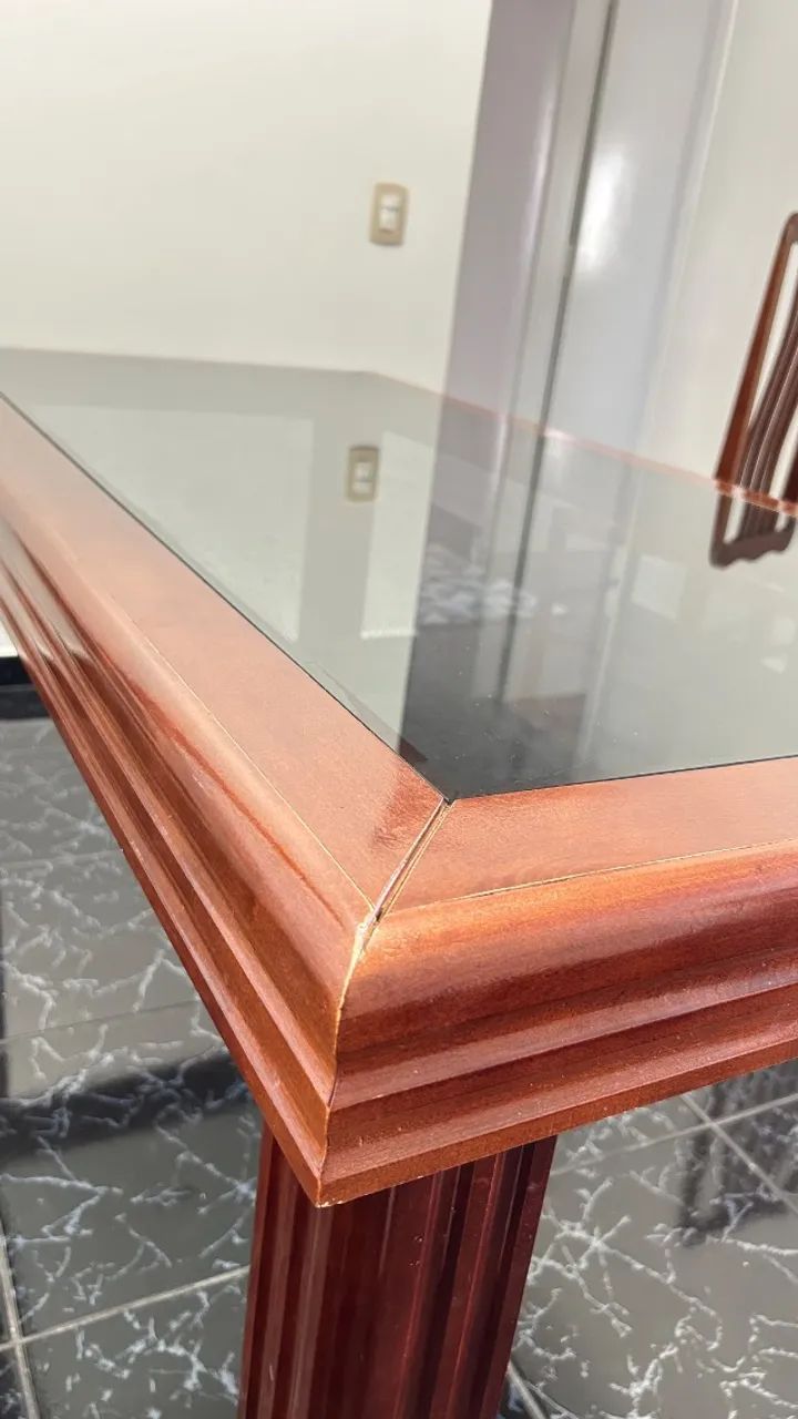 Mesa de Jantar Diana Marabraz com Tampo de Vidro - Foto 3