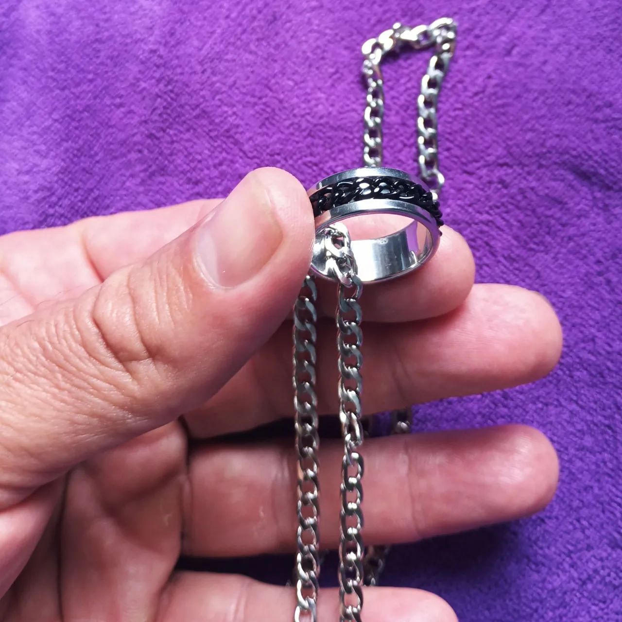 Colar Masculino Aço Inox com Pingente Giratório 