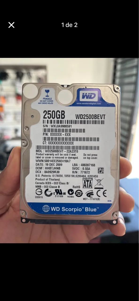 HD 2.5 - 500 GB - Saúde ok / notebook/ Mini pc