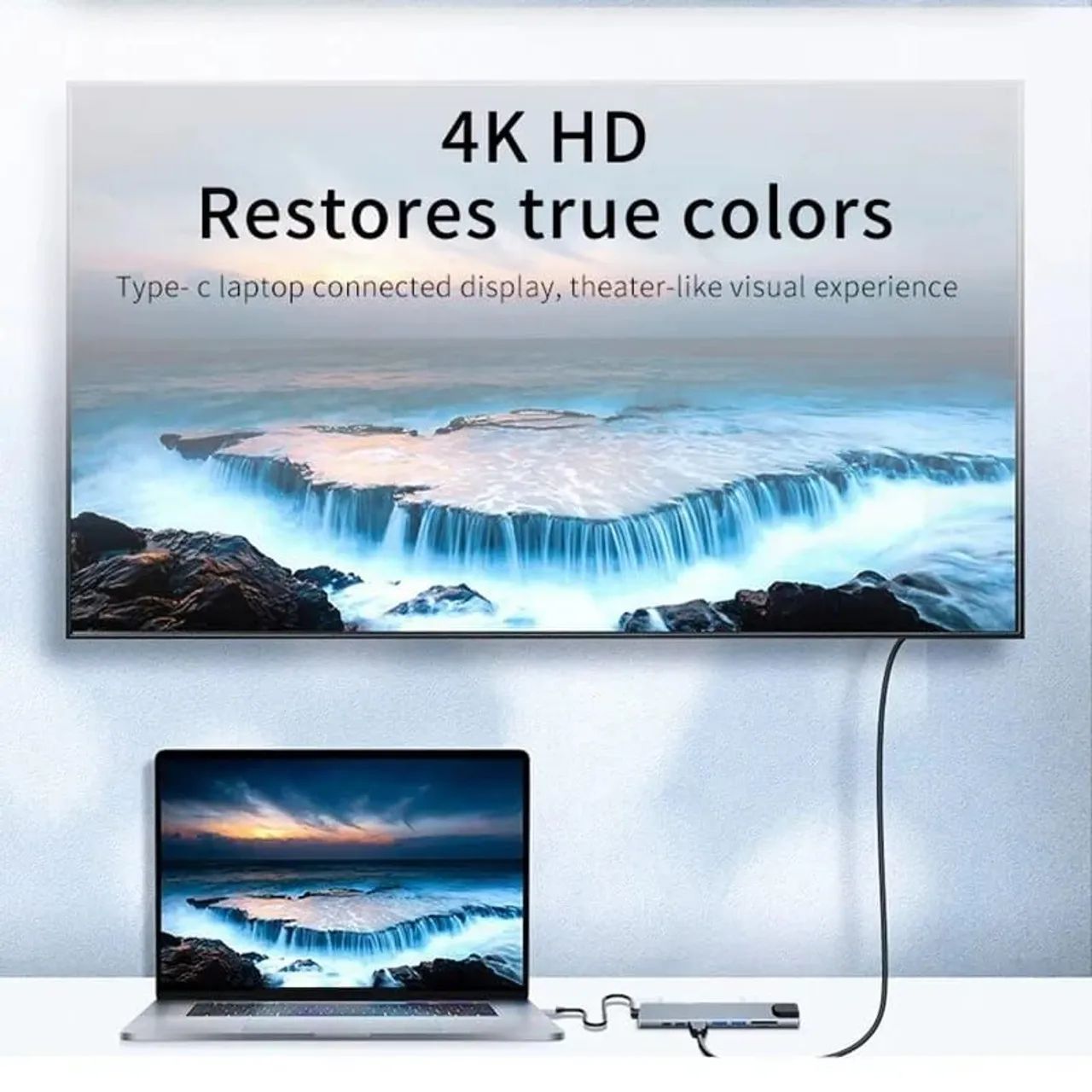 Hub 8 em 1 multifuncional com HDMI, USB, Leitor de cartão, USB-C  - Foto 4