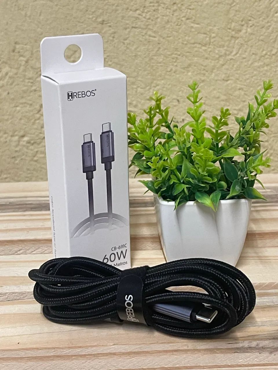 Cabo USB-C para USB-C 2 Metros 60W Turbo Carregamento Rápido, Cabo Tipo C Reforçado  - Foto 3