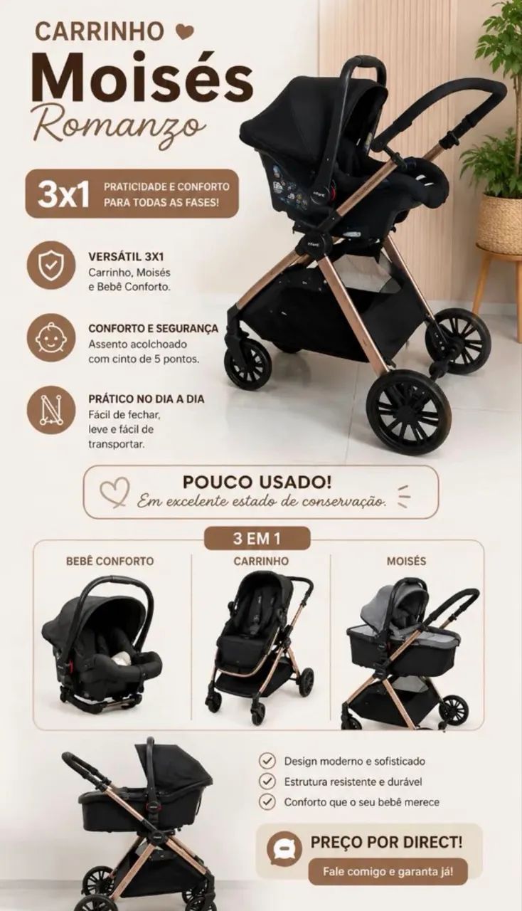 Carrinho e bebê conforto  - Foto 4