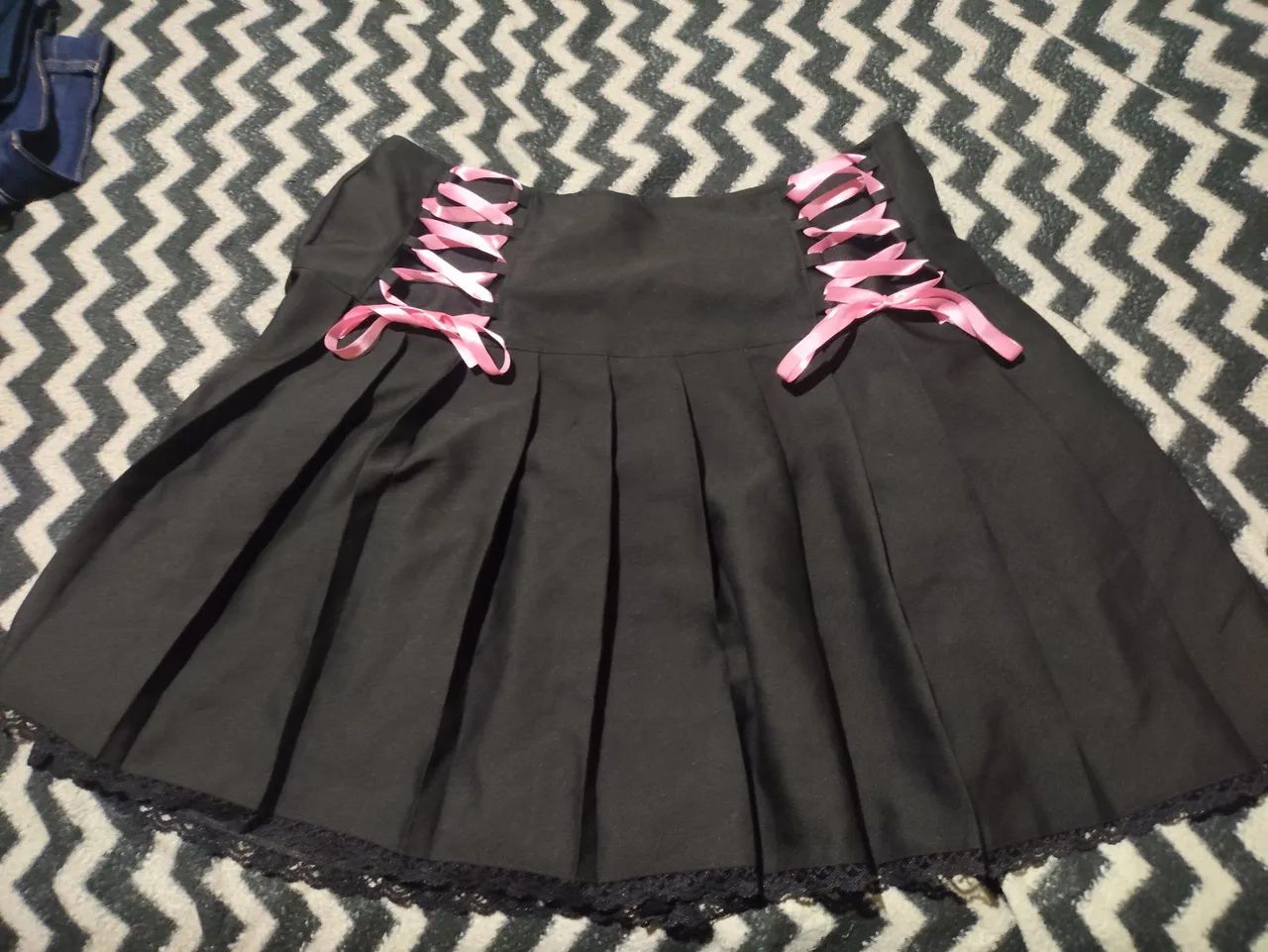 Saia Colegial com Fitas e Renda! Saia Anime Geek