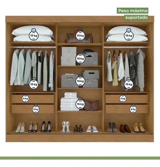 Guarda Roupa Entrega Rápida Com Espelho 2,30m - Foto 3