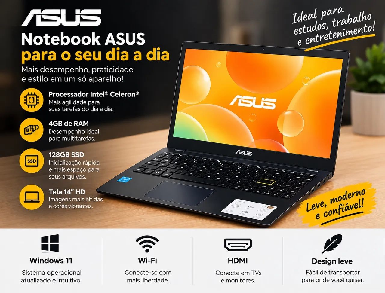 NOTEBOOK ASUS BR8OBWS CEL 4GB
